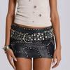 PU Leather Waist Belt with Studded Rivets Adjustable Waist Strap for Casual Outfits Gothic Punk Fashion Accessory