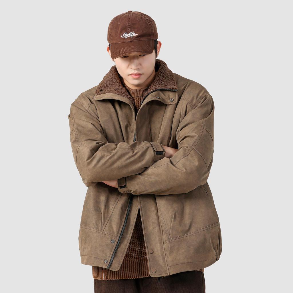Heavy Industry Men's Retro American Lambswool Workwear Jacket - Cotton, Velvet, and Warm Casual Outerwear.