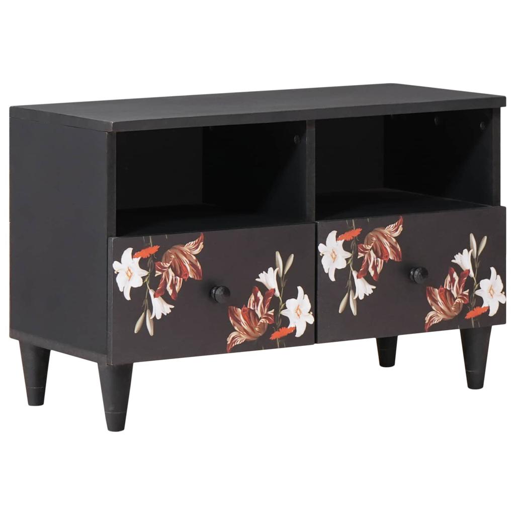 Media Storage Cabinet Multicolored 70 X 33.5 X 46 Cm Solid Mango Wood