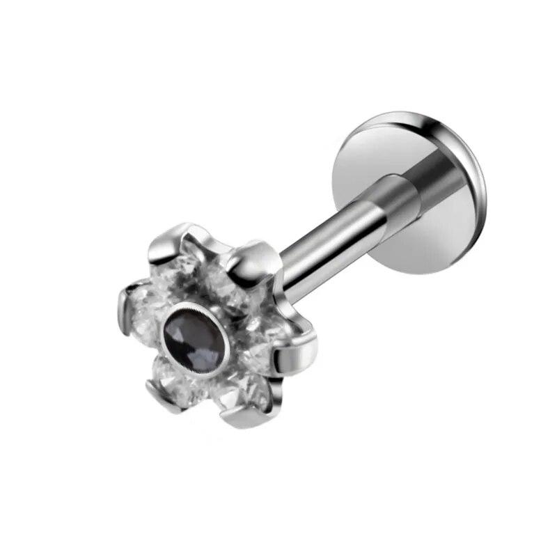 1pcs Labret Ring Lip Piercing Crystal Fashion Body Jewelry 316L Stainless Steel 16G Zircon Tragus Earring