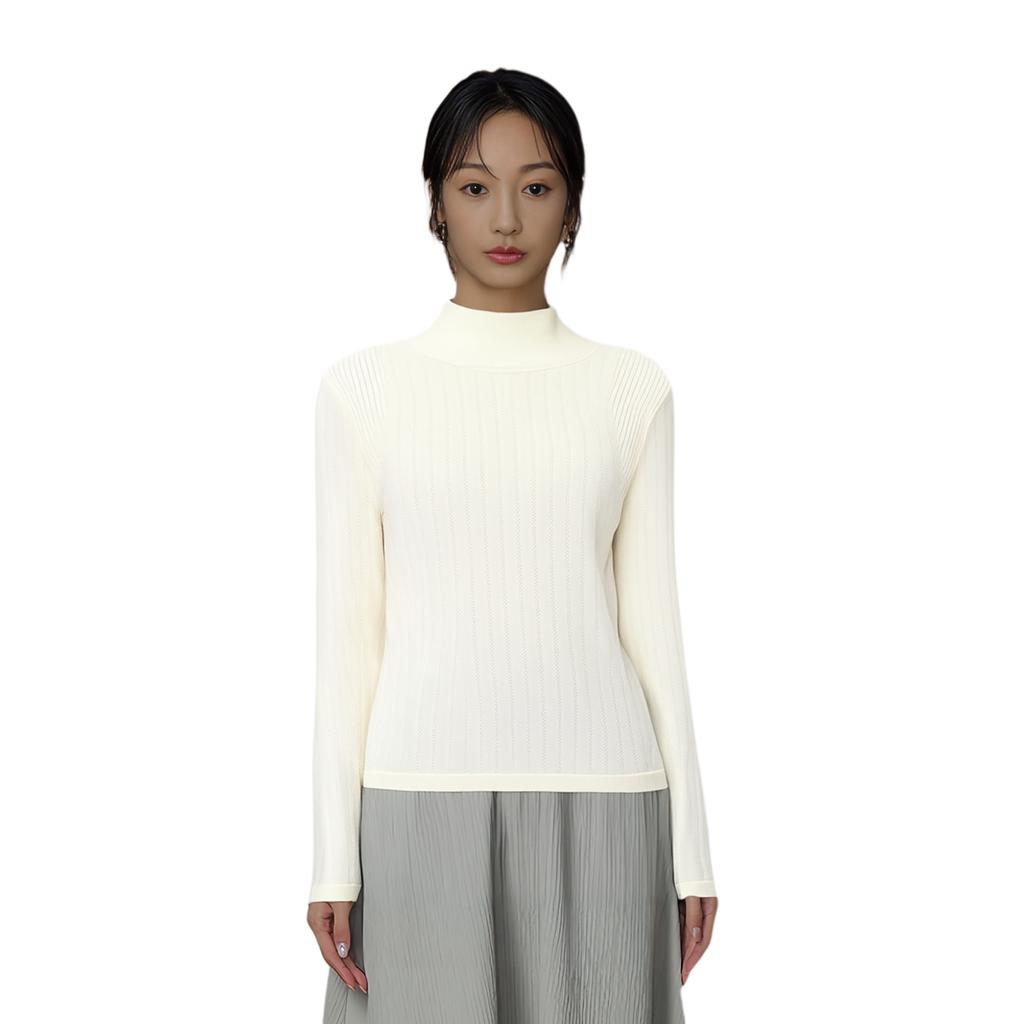Anta Champion Travel Series Solid Color Half High Neck Soft Breathable Versatile Long Sleeve Knit Top Women Tops 162540404-1