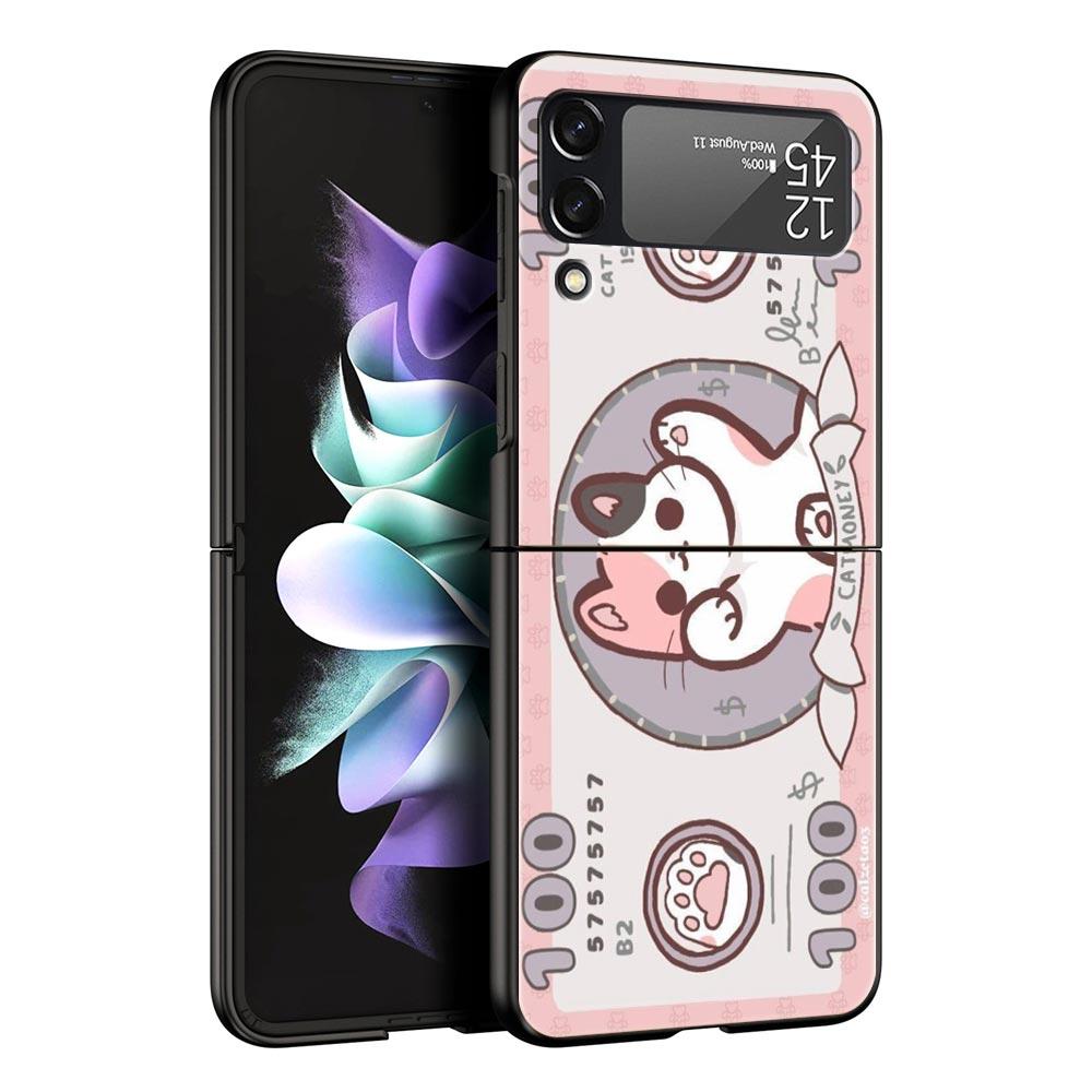 Cartoon Art Hard PC Phone Case For Samsung Galaxy Z Flip 7 6 5 4 Black Cover For Galaxy Z Flip 3 Foldable Fundas Shell Funda Bag