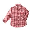 MIKI HOUSE Long Sleeve Gingham Check Shirt, 100% Cotton, for Boys and Girls, Baby, Kids, School, Size 90cm, Red, 10-5304-492
