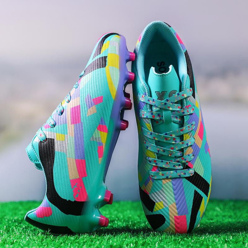 New Men Sport Soccer Shoes Training Boys Football Boots Outdoor Long Spikes Non Slip Cleats Breathable Match Comfortable