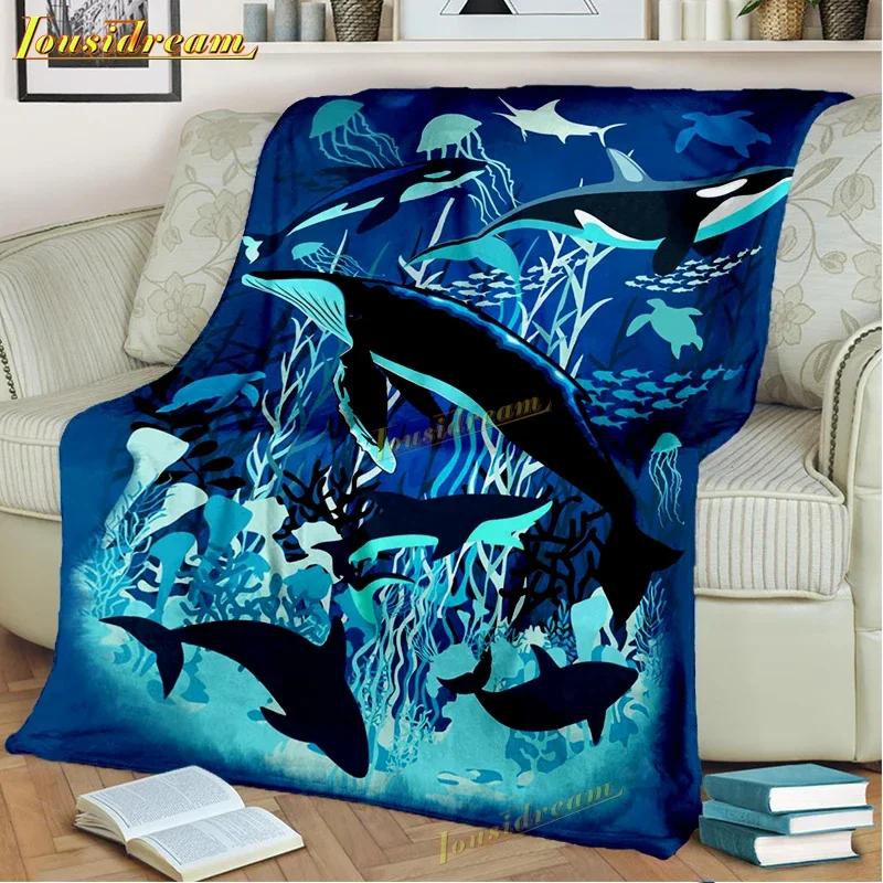 Whale Shark Blanket Soft Warm Throw Fleece Blanket Shark Sheet Bedspread Sofa Throw Light Thin Mechanical Wash Flannel Blankets