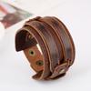 Mens Vintage Punk Leather Bracelet Handmade Multi-Layer Geometric Cuff Biker Style Jewelry Accessories