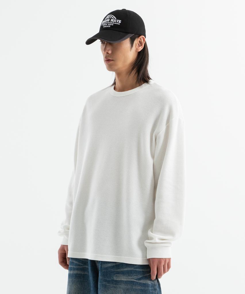 BRENSON ( Waffle ) Oversized Waffle Ribbed Long Sleeve Tee ( 4 Colors )