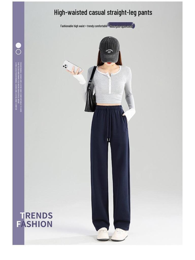 New Winter High-Waist Fleece-Lined Embroidered Pants - Women's Loose-Fit Warm Sweatpants