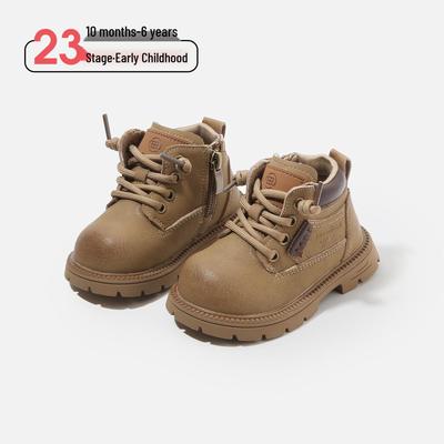 Infant Toddler Dr. Martens Leather Boots - Plush Lined Autumn/Winter Baby, Boys, and Girls Walking Shoes, Big Yellow Short Boots