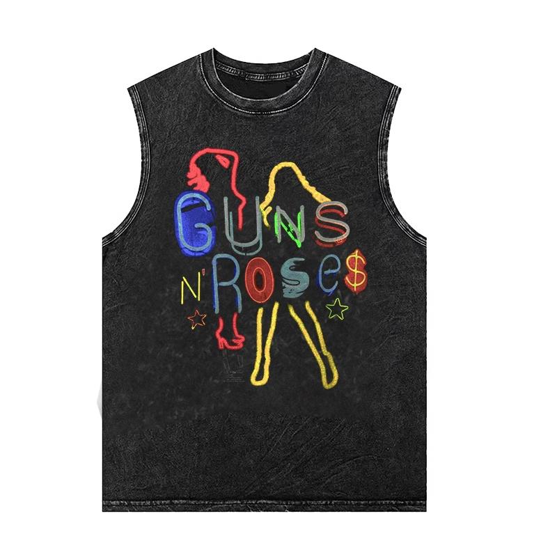 Летняя мультяшная аниме-принт винтажная выстиранная майка уличная одежда оверсайз футболка без рукавов мужские майки одежда для спортзала S