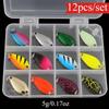 12PCS Spinner Trout Bait Metal Spoon Fishing Lure Jig Hook Wobbler Casting Jigging Tackle Accessories