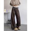 Jeans Marrones Vintage Lavados para Hombre Pierna Ancha Casual Ajuste Holgado Rectos Amplios Pantalones de Mezclilla Streetwear