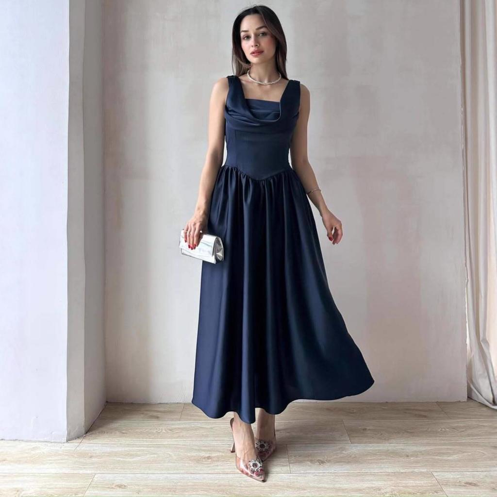 Amazon Cross-border Europe, America and Autumn New U-neck Suspender High-waisted Hepburn A-shaped Dress Dress
