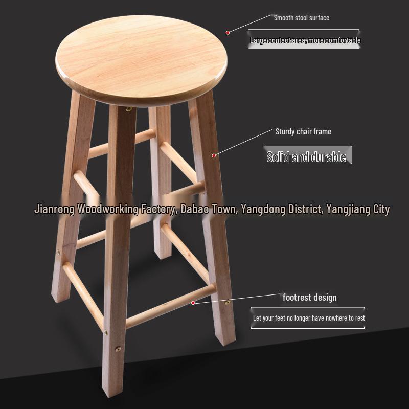 Creative European Solid Wood High Bar Stool, Simple Milk Tea Shop Chair