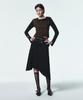 Current Asymmetric Flare Midi Skirt [Black]