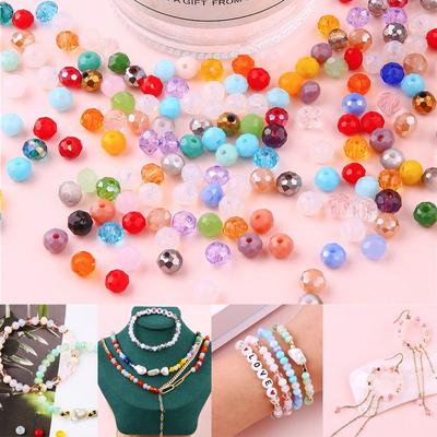6x4mm 100pcs Pour la Fabrication de Bijoux Accessoires de Bijouterie Perles Libres en Cristal Populaires Perles de Roue en Verre Perles Plates DIY Bracelets Colliers Boucles d'Oreilles