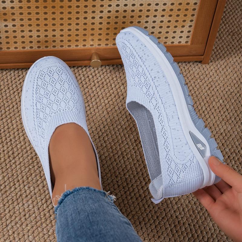 Damskie oddychające buty wsuwane płaskie z miękką podeszwą - Lekkie sneakersy całoroczne, odpowiednie do chodzenia, codziennych dojazdów, wygodne buty casualowe