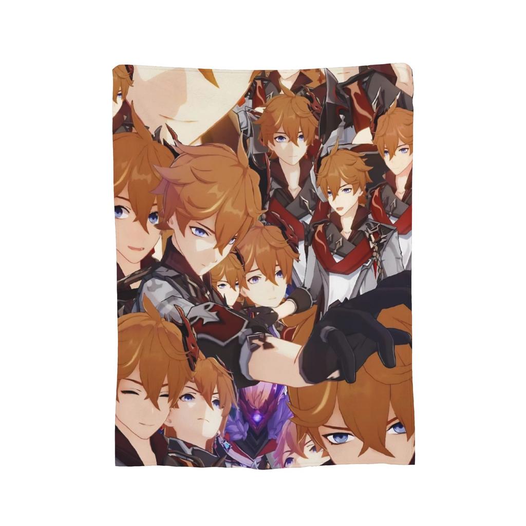 Childe Tartaglia Genshin Impact Blankets Flannel Printed   Multifunction Super Warm Throw Blankets for Bedding Car Rug Piece