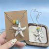 [White Star Reflecting Sea] Holiday Wind Starfish Beaded Necklace Women's Summer Niche Design Light Luxury Advanced Sense Clavicle Chain