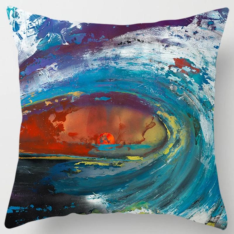 Blue Wave Pattern Cushion Cover for Home Living Room Sofa Office Decoration Throw Pillow Cover
