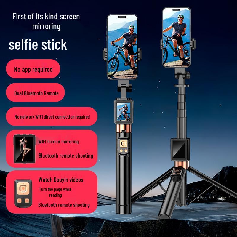 CL07 Anti-Shake Selfie-Stick & Stativ mit Rückbildschirm-Spiegelung für Live-Streaming
