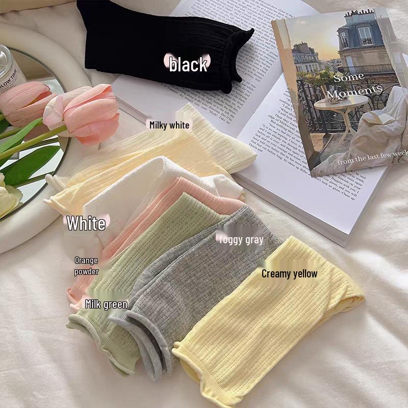 Women s Mid-Calf Cotton Mesh Socks - Japanese Style Summer Socks Milk White