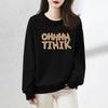 Simplicity Casual Autumn Winter Women O-Neck Letter Printing Korean Fashion Trend Versatile Loose Long Sleeve Sweatshirts Tops