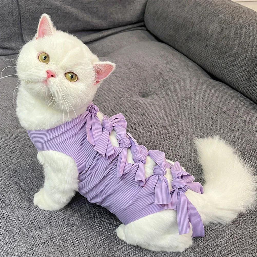 Cat Recovery Suit Breathable Cat Surgery Recovery Suit Onesies Female Kitty Castration Abdominal Wound Recovery Clothing Outfits