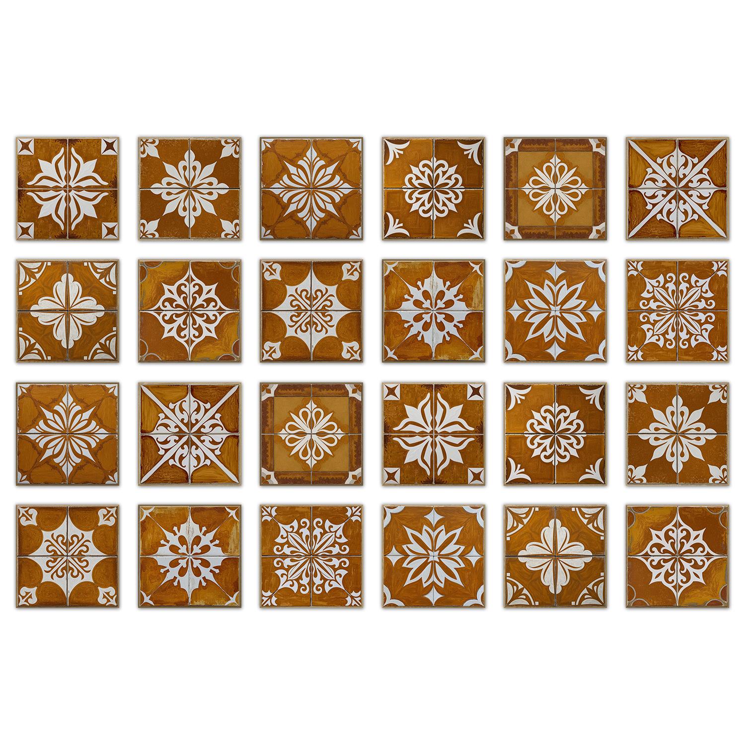 

24 шт. Самоклеючі наклейки на плитку в європейському стилі, Декоративні наклейки на плитку для кухні та ванної кімнати, Блискучі кристалічні наклейки на стіну 10*10cm*24PCS