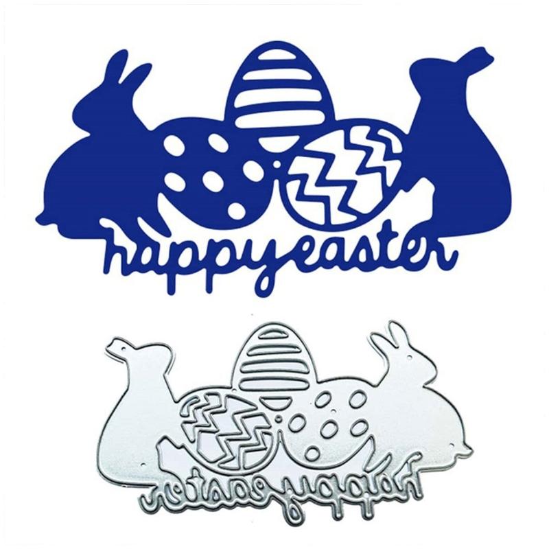 2Pcs Easter Hare Eggs Carbon Steel Cutting Dies Decorative Embossing Paper Dies for Scrapbooking Invitation Card Making