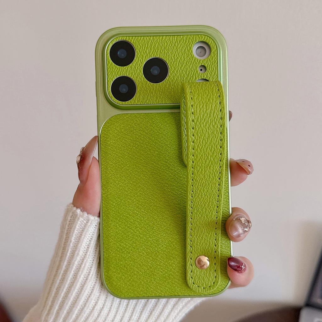 Wristband Leather Skin Hybrid Phone Case For iPhone 17 Pro Max iPhone 16 15 14 13 Pro Max with Hand Strap PC+PU Matte Anti-skid Hard Cover