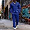 Men's 2 Piece Sweatsuit Set Fall Winter Striped Half Zip Stand Collar Sweatshirt and Sweatpants Casual Athletic Tracksuit