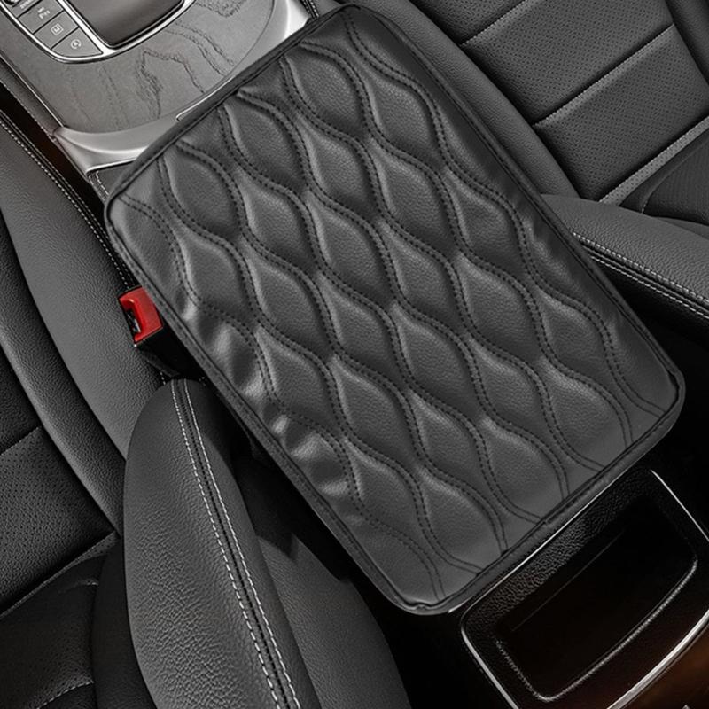 Center Console Leather Armrest Cushion Pad with 2 Storage Bags Replacement Armrest Protection Cover Quick Installation