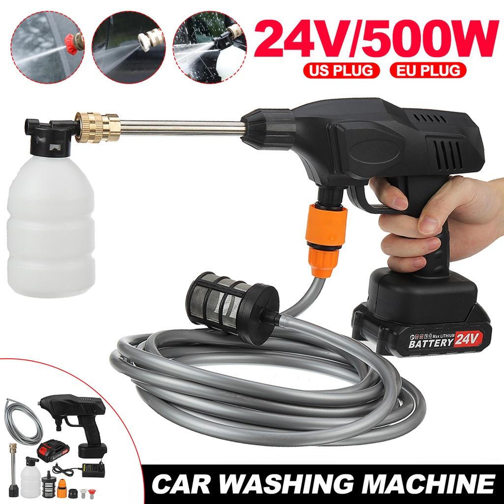 500W Cordless High Pressure Washer Spray Water Guns Car Wash Pressure Water Nozzle Cleaning Machine 24V For 18V Battery