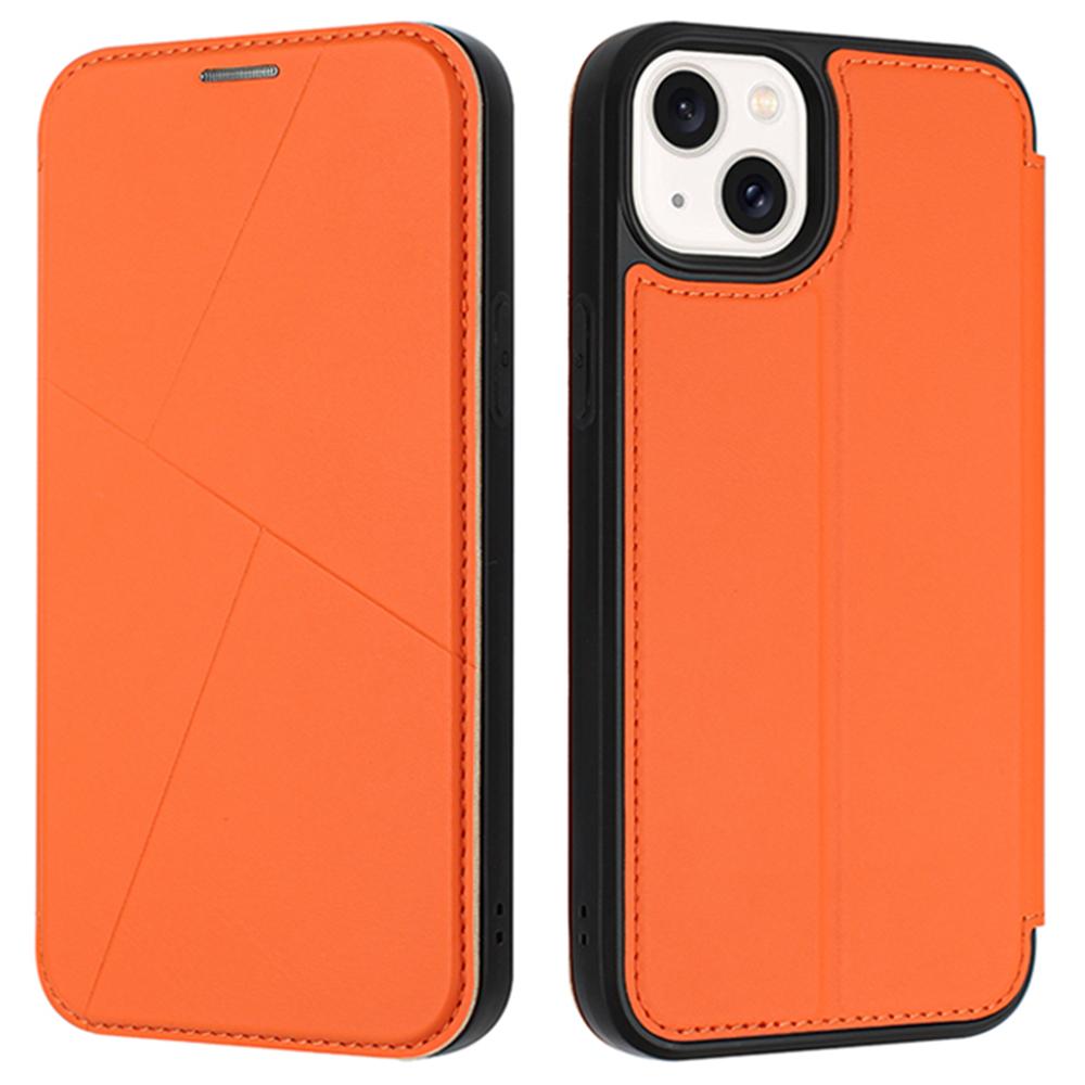 

For iPhone 15 Plus Case Magnetic Closure Card Slot Leather Flip Phone Cover Orange
