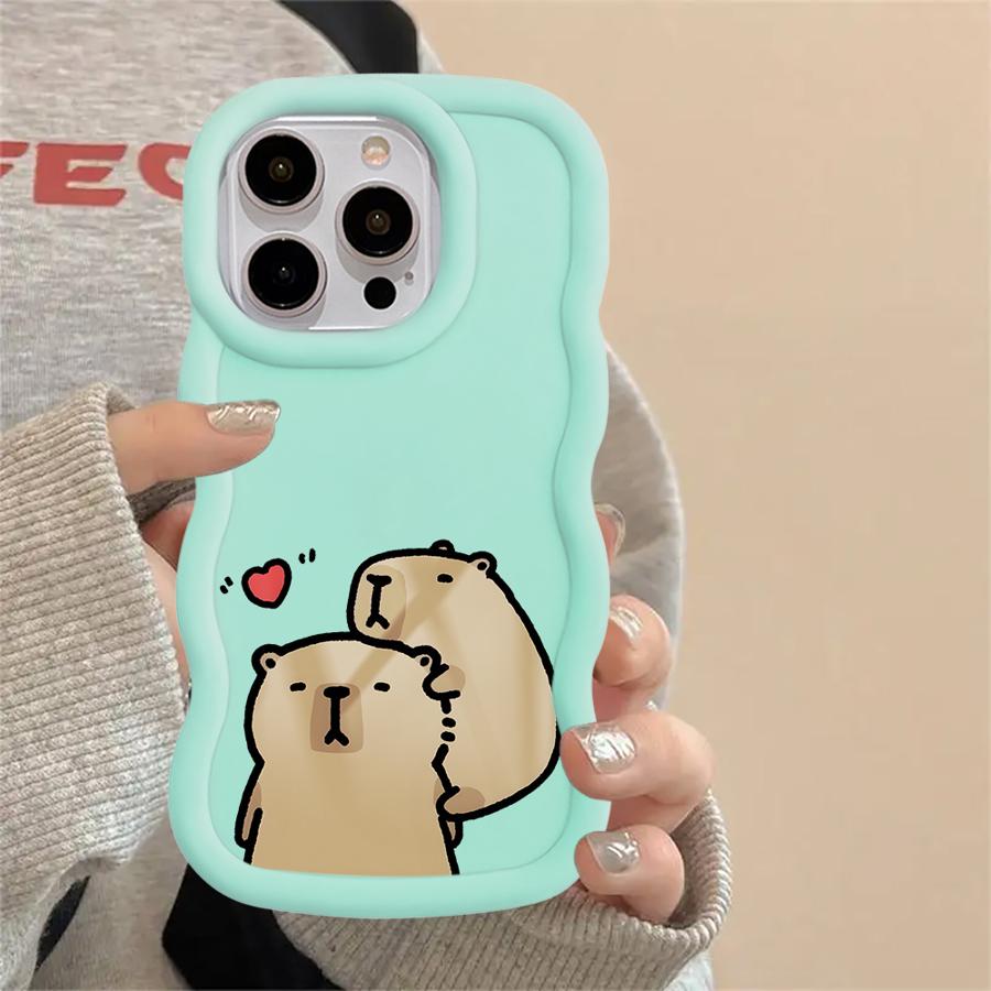 Soft Phone Cover Case for iPhone 14 15 Plus 16 Pro Max 17 Air 12 XR 8 13 11 Cartoon Capybara