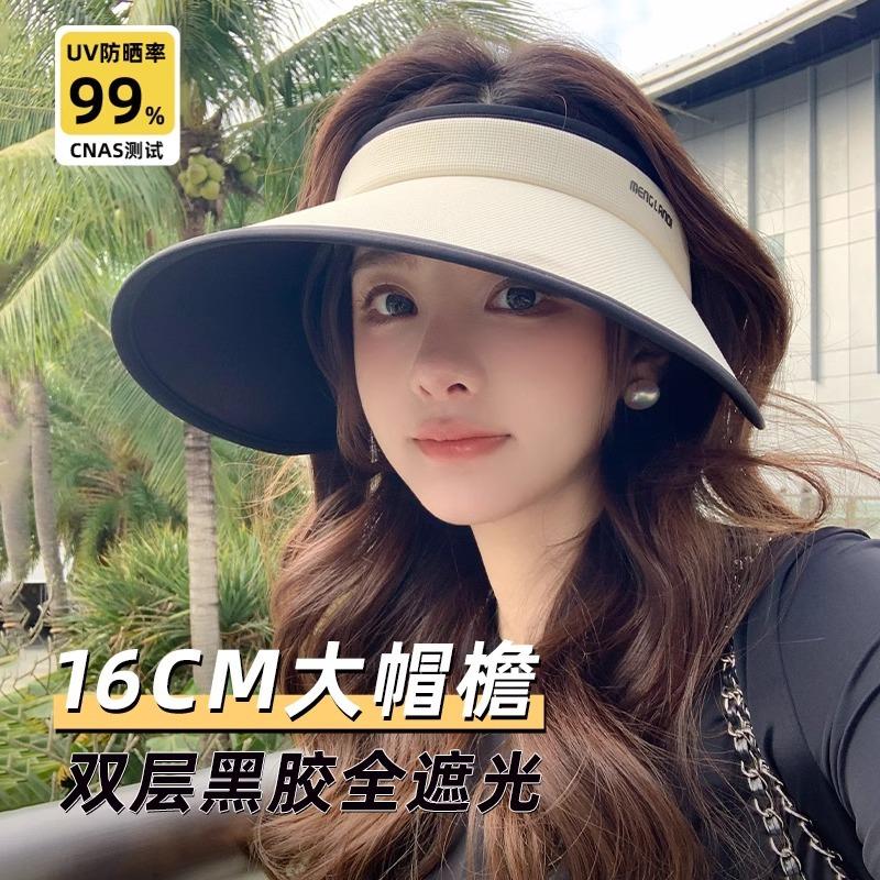 UPF + large brim empty top hat children's new UV protection face covering vinyl sun protection sun hat summer