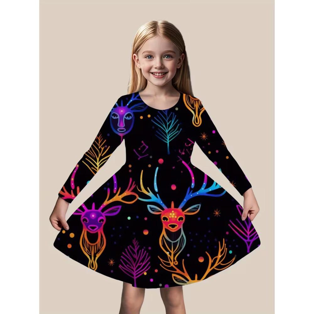 Girls' 3D Pink Flower Dress Long Sleeve Summer Spring Vacation Daily Holiday Princess Beautiful Sweet Kids 4-12 Years Casual Dress A Line Dress