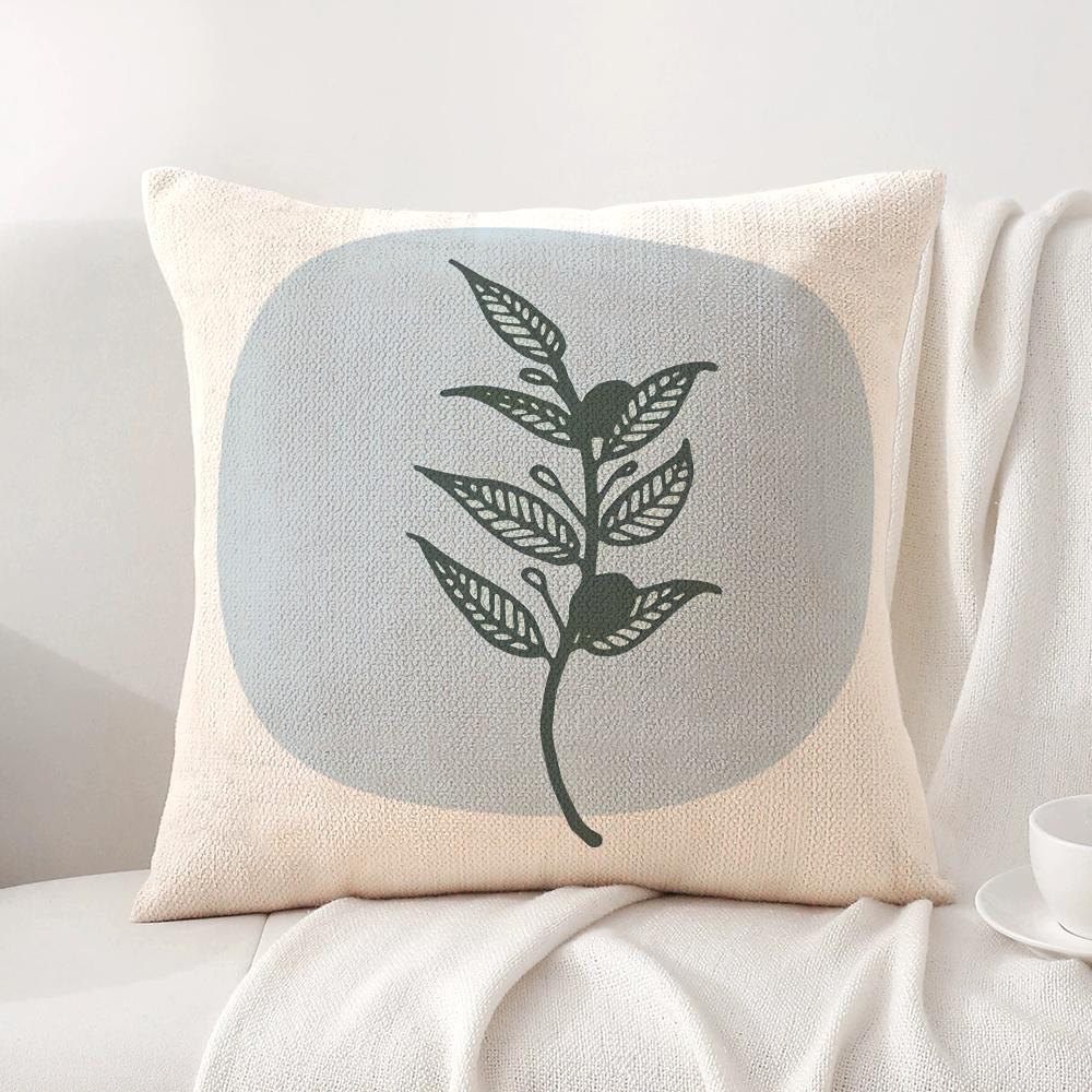 Minimalist Plants Cushion Cover Natural Linen Organic Fabric DoubleSided Printing Sofa Home Decor Gift Pillow Cover