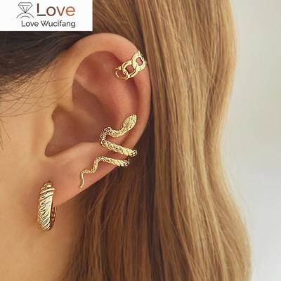 Orecchini Vintage Serpente Ifmia per Donna Fascino Colore Oro Clip Rotonde per Orecchie Tendenza Femminile Manicotti per Orecchie Regalo San Valentino Gioielli