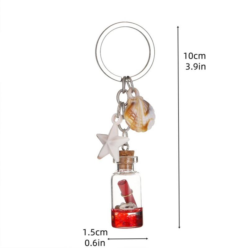 1PC Backpack Pendant Keyring Gifts Keychain Portable Bottle Ocean Theme Starfish Shell Chain Ornament