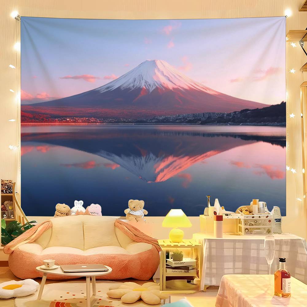 1pc Japanese Mount Fuji Colorful Hippie Psychedelic Bar Living Room Study Bedroom Dorm Decor Aesthetic 74x94cm(29x37in)