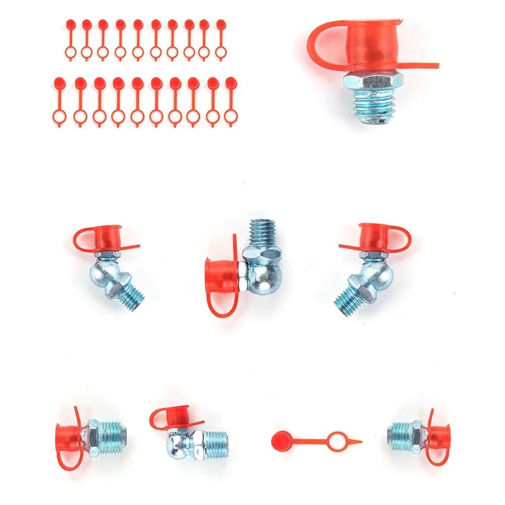 W/ 60x Covers 60x Grease Nipples Accessories Assortment Fitting Grease Hydraulic Kit Metal & ABS Set 178*100*23mm