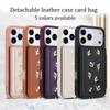 Crossbody Zipper Cards Solt Wallet Embroidery Leather Case for iPhone 17 Pro Max 16 Plus 15 14 13 12  Book Stand Skin Feel Cover