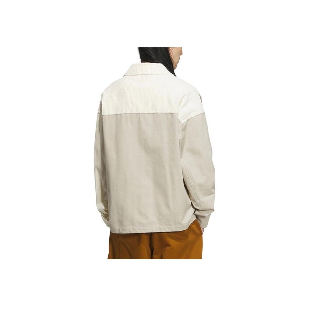 Adidas Neo Color Block Casual Corduroy Long Sleeve Jacket Men Jacket Off-White Light-Brown IK5085