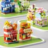 Mini Restaurant Dessert Coffee Flowers Store Street View Building Blocks Models Micro Blocks Kids Toys Gifts Items