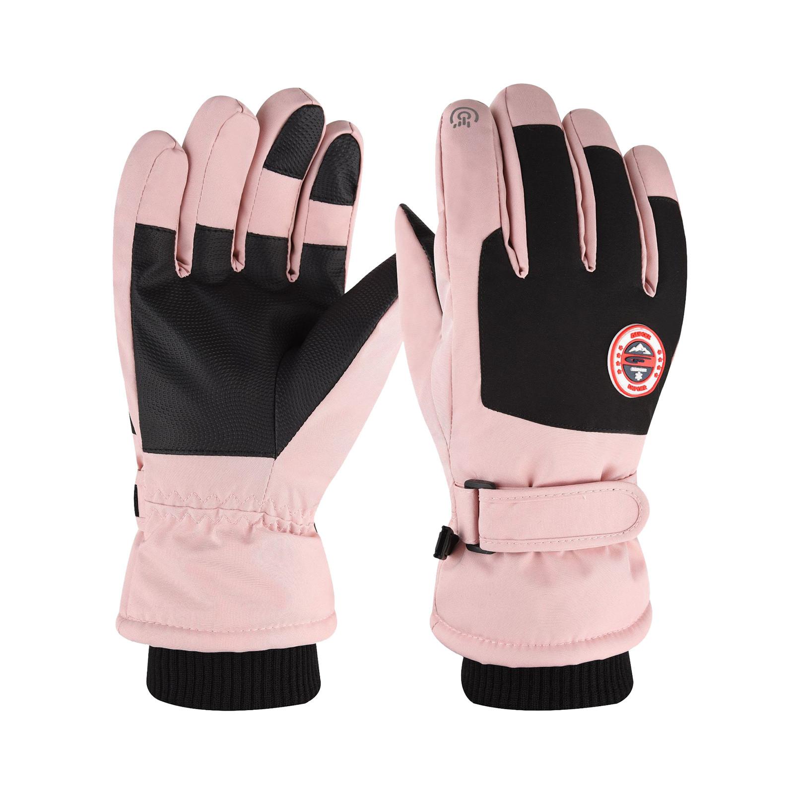 

Зимние лыжные снежные перчатки для женщин и мужчин, молодежные водонепроницаемые согревающие перчатки с сенсорным экраном One Size