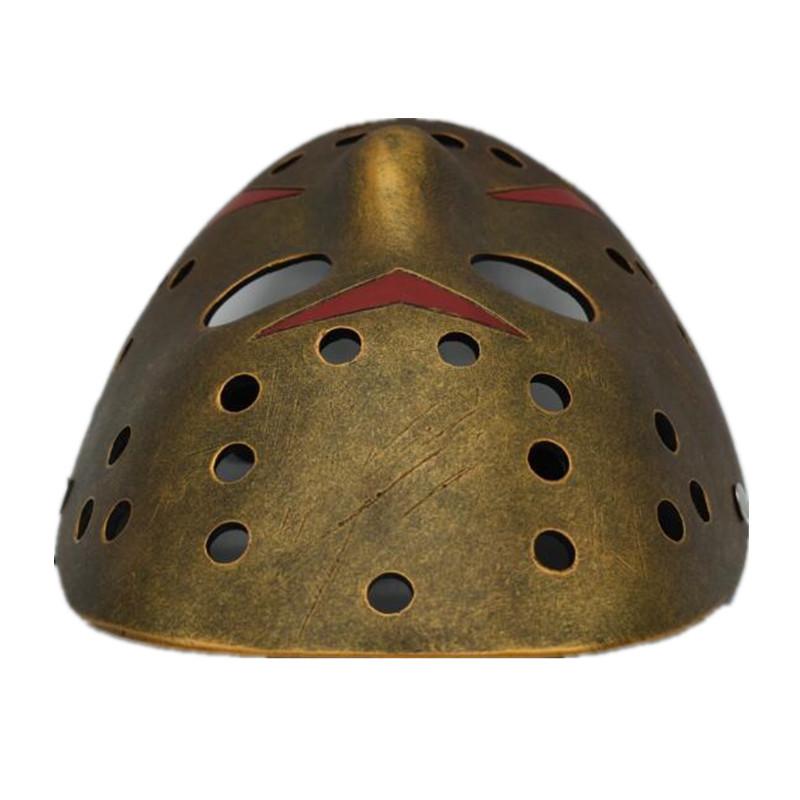 Vibrant Halloween Mask For Parties With Unique Jason Design In Yellow And Copper Tones