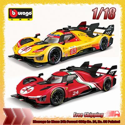 In Stock Bburago 1:18 Le Mans 24h Ferrari 499p No.24 No.50 Bo.51 Coated Simulation Alloy Miniature Model Custom Kid Toy Gift