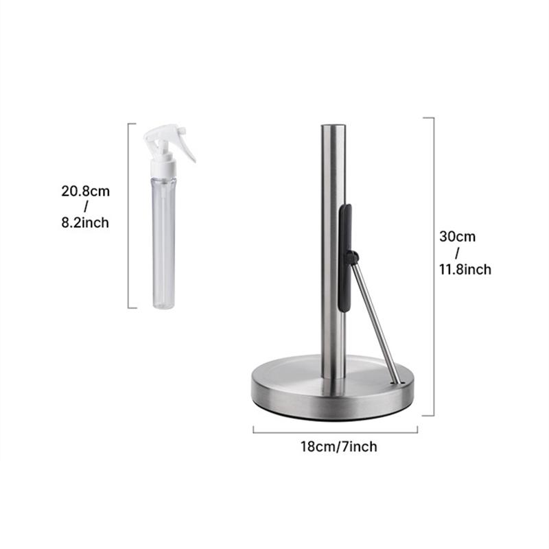 Paper Towel Holder Countertop Standing Paper Roll Holder with Weighted Base, Stainless Steel Freestanding Paper Towel Holder